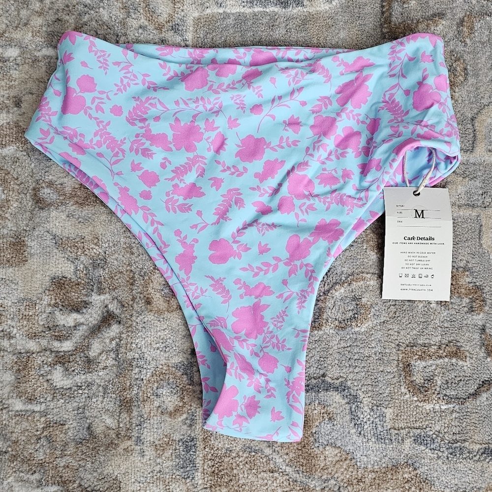 Pink colada high waisted swim bottoms